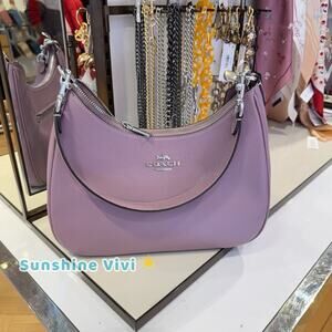 NWT Coach Teri Hobo Bag Leather CV935 Refined pebble leather Silver/Jasmine